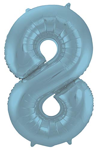 Folat 65948 - Folienballon Zahl 8 - blau Pastel ca. 86 cm von Folat