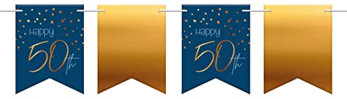Folat 66450 Wimpelkette Elegant True Blue 50 Jahre-6 Meter, Zahl von Folat