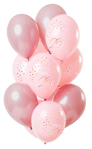 Folat 67625 - Luftballons aus Latex - rosa / rosegold - ca. 30 cm - 12 Stk. - Zahl: 25 von Folat