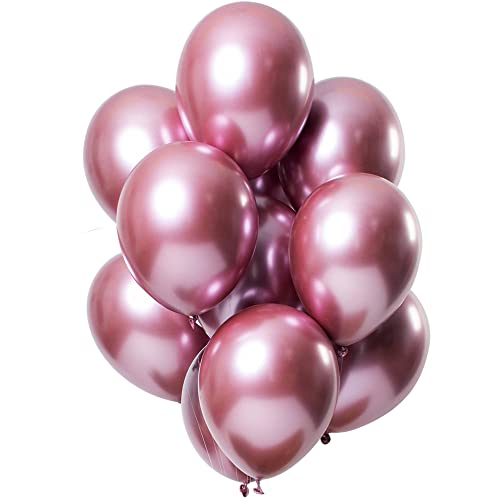 Folat 69713 Ballons Mirror Effect Pink 33cm-12 Stück Latex Helium Luftballon, Geburtstag Deko, 30 cm von Folat