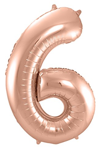 Folat 631365 - Folienballon Zahl 6 - rosegold - ca. 86 cm von Folat