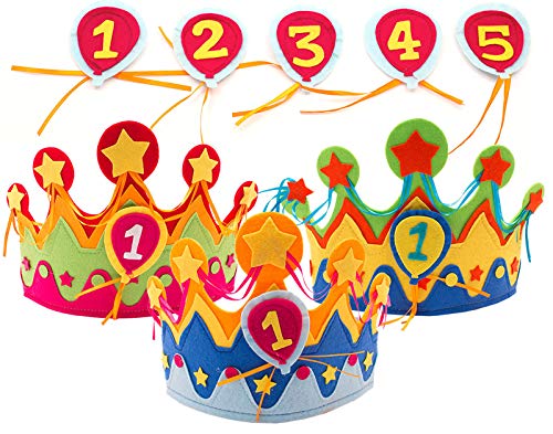 Folat Kinder-Geburtstags-Krone für Jungs & Mädchen mit auswechselbaren Zahlen von 1 - 5 // Geburtstag Verkleidung Verkleiden Boy Girl Kinder Kindergeburtstag Geburtstagskind von Folat