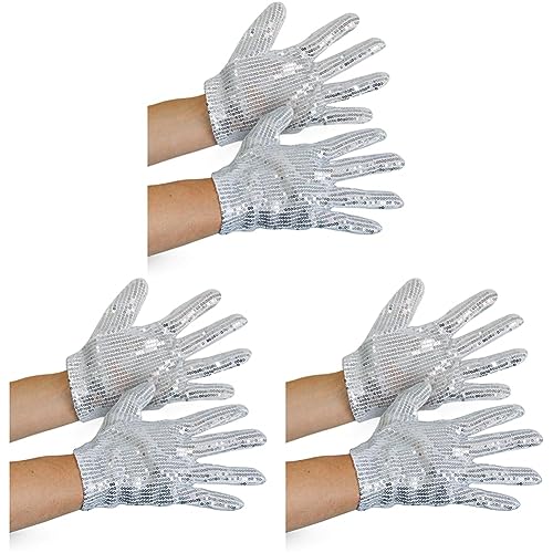 Folat Silberne Pailletten Handschuhe Kinder (Packung mit 3) von Folat