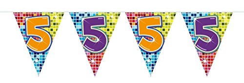 Folat 60005 - Wimpelkette Blocks Geburtstag - ca. 3 m - Zahl: 5 von Folat