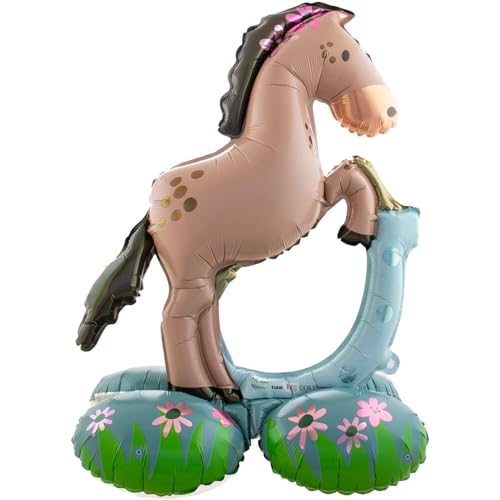 Folienballon * HORSE * als Deko für Geburtstag und Mottoparty | Stehender Pferde Luftballon, 53x74cm, wird mit Luft gefüllt | Kinder Kindergeburtstag Partydeko Ballon von Folat