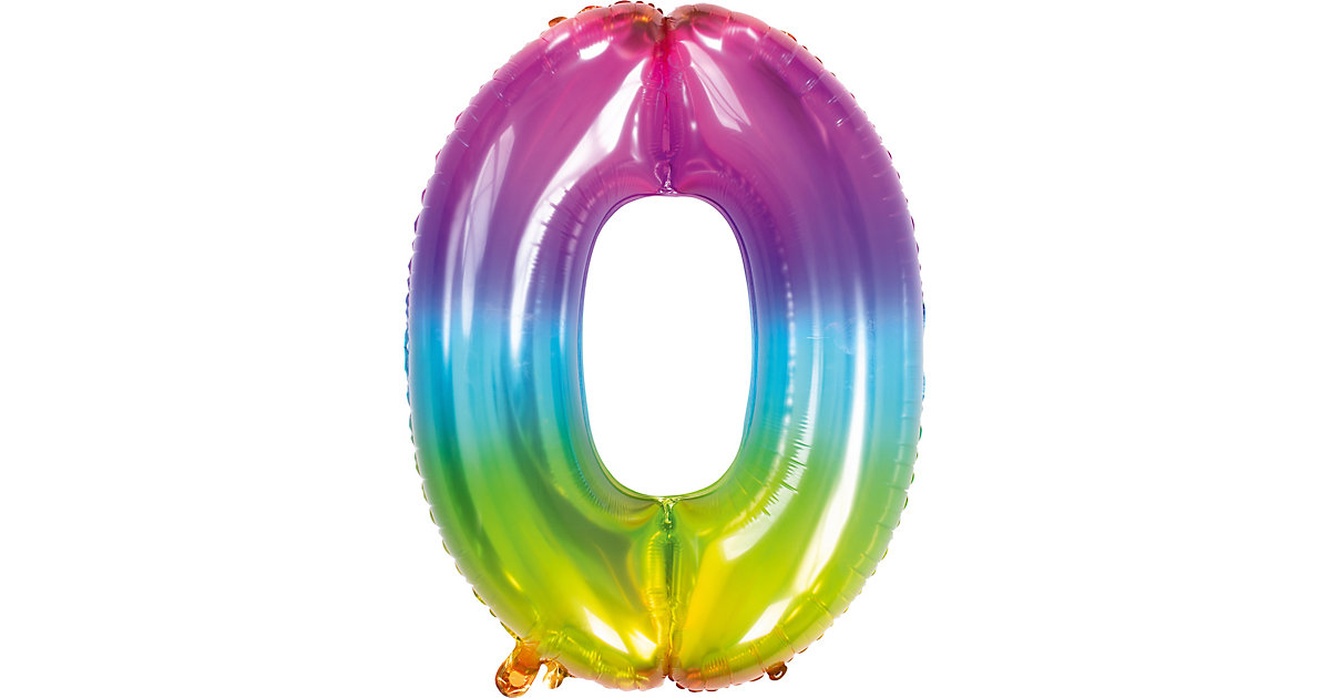 Folienballon Yummy Gummy Regenbogen Zahl 0, ca. 81 cm pastellblau von Folat