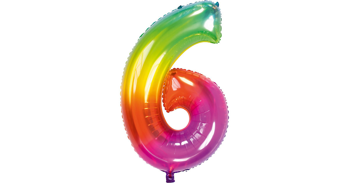Folienballon Yummy Gummy Regenbogen Zahl 6, ca. 81 cm bunt von Folat