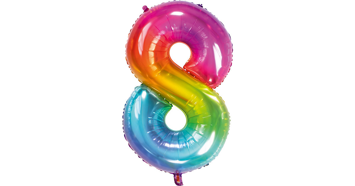 Folienballon Yummy Gummy Regenbogen Zahl 8, 86 cm mehrfarbig von Folat