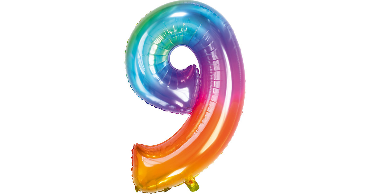 Folienballon Yummy Gummy Regenbogen Zahl 9, ca. 81 cm türkis-kombi von Folat