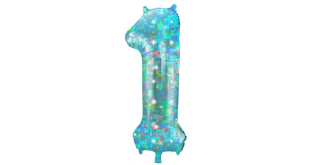 Folienballon Zahl 1, 101 cm, Galactic Aqua Blau blau Modell 10 Folienballon Zahl 1, 101 cm, Galactic Aqua Blau blau Modell 10 von Folat