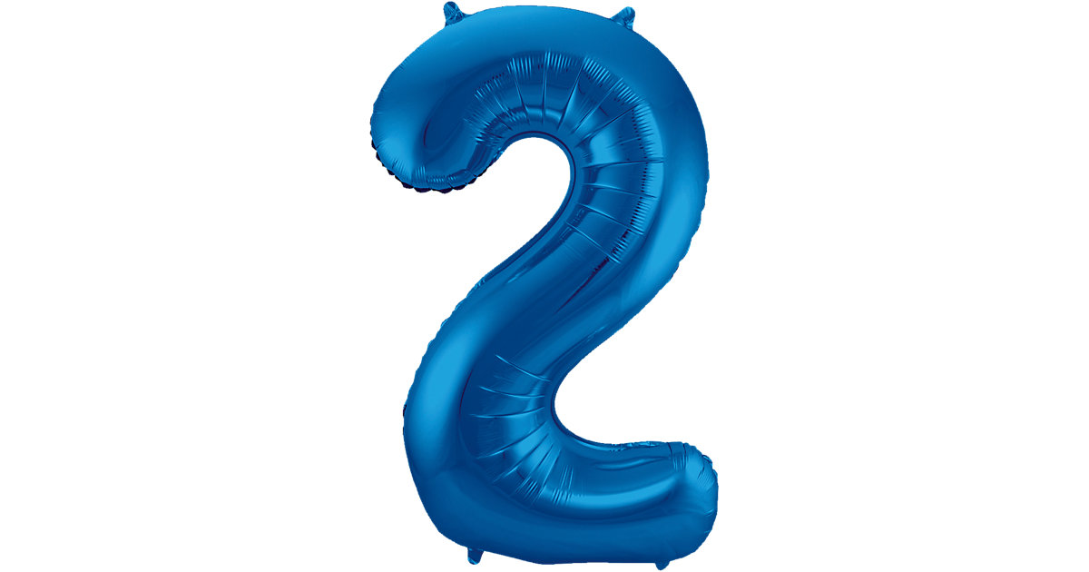 Folienballon blau Zahl 2, 86 cm blau/transparent Folienballon blau Zahl 2, 86 cm blau/transparent von Folat
