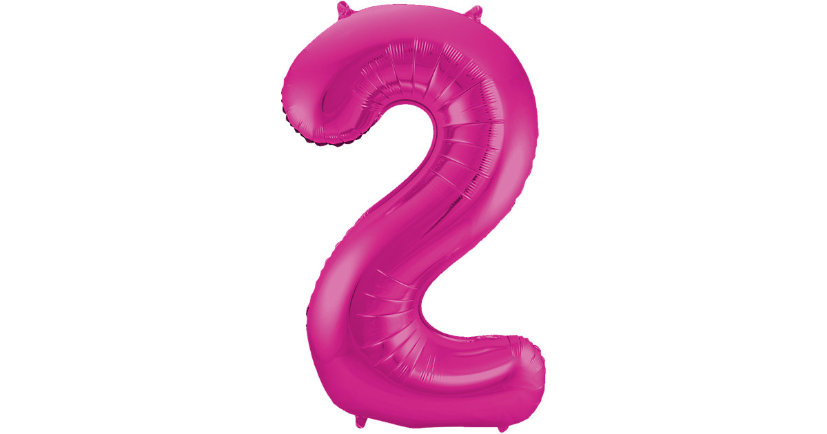 Folienballon pink Zahl 2, 86 cm rosa/lila von Folat