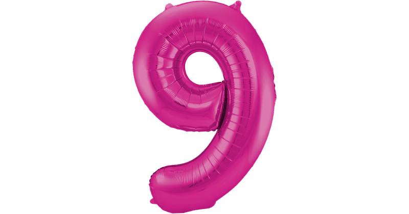 Folienballon pink Zahl 9, 86 cm pink/gelb von Folat