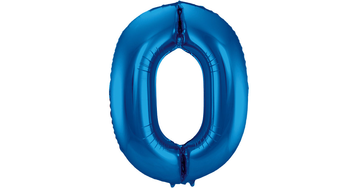 Folienballon blau Zahl 0, 86 cm metallicblau von Folat