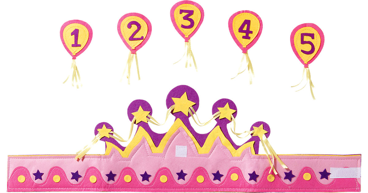 Geburtstagskrone mit Zahlen 1-5, rosa/gelb Geburtstagskrone mit Zahlen 1-5, rosa/gelb von Folat