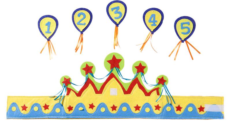 Geburtstagskrone mit Zahlen 1-5, blau/gelb von Folat