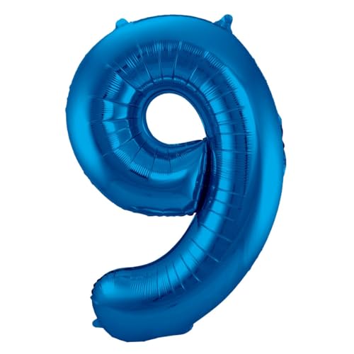 Folat 631495 - Folienballon Zahl 9 - blau - ca. 86 cm von Folat