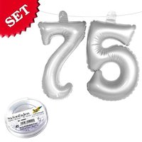 Infletter Zahl 75 silbern, aufblasbare Zahlendeko mit Schnur z. Aufhängen Infletter Zahl 75 silbern, aufblasbare Zahlendeko mit Schnur z. Aufhängen von Folat