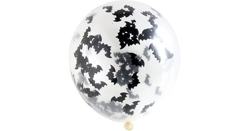 Konfettiballons Fledermaus 30 cm, 4 Stück transparent von Folat