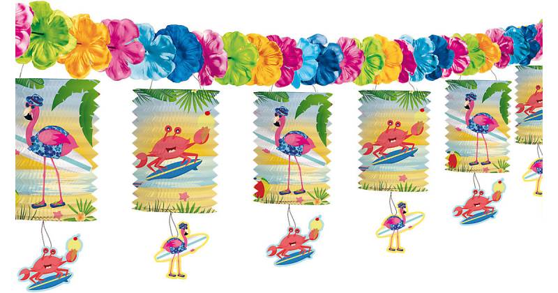 Lampiongirlande Flamingo, 3,6 m bunt von Folat