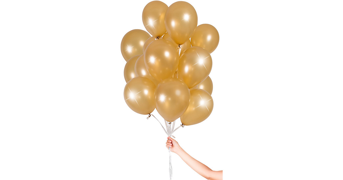 Luftballons Gold 23 cm, 30 Stück gold Luftballons Gold 23 cm, 30 Stück gold von Folat