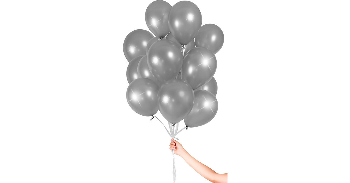 Luftballons Silber 23 cm, 30 Stück silber Luftballons Silber 23 cm, 30 Stück silber von Folat