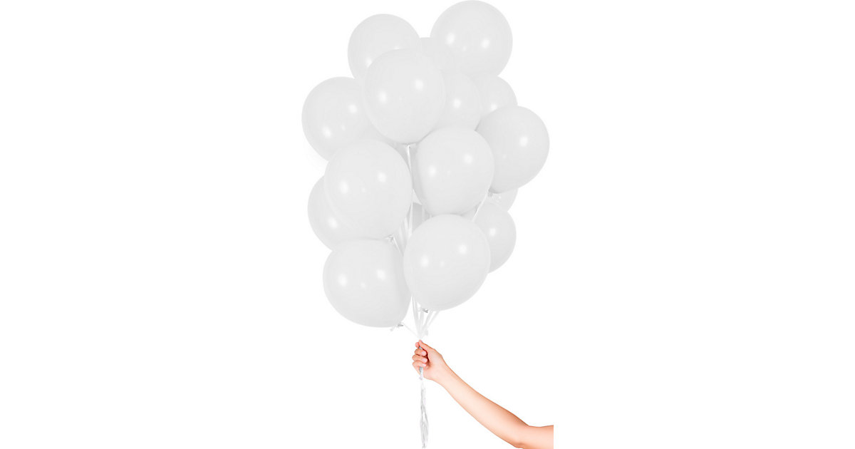 Luftballons Weiß 23 cm, 30 Stück weiß von Folat