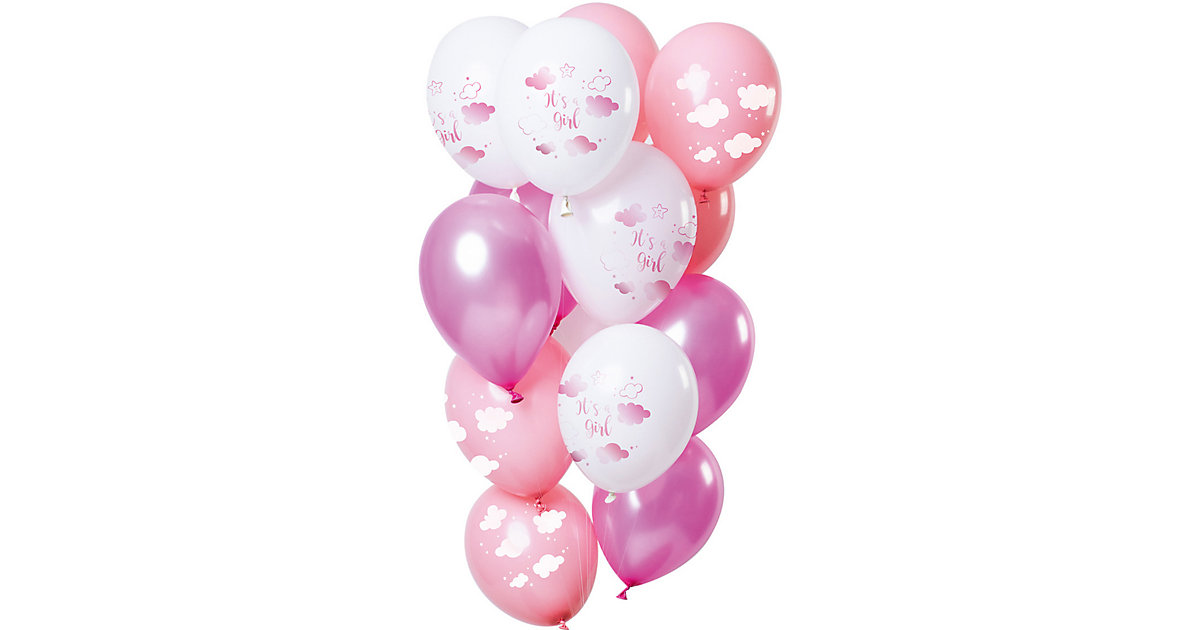 Ballons 'It's a girl' Pink 33cm - 12 Stück pink von Folat