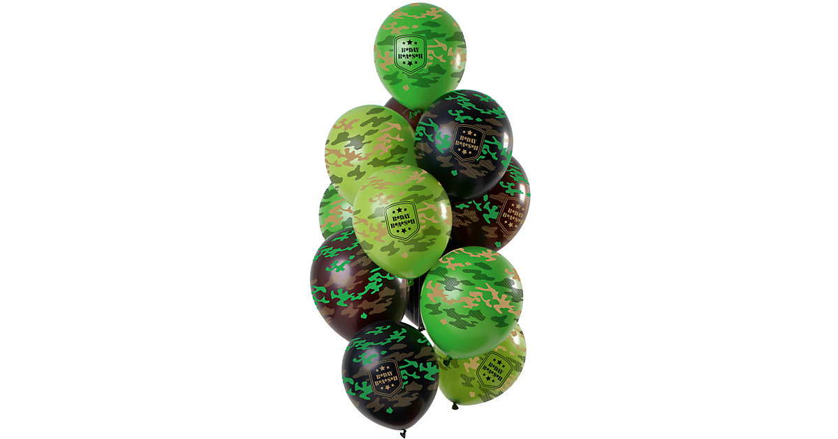 Luftballons Camo 30 cm, 12 Stück grün Luftballons Camo 30 cm, 12 Stück grün von Folat