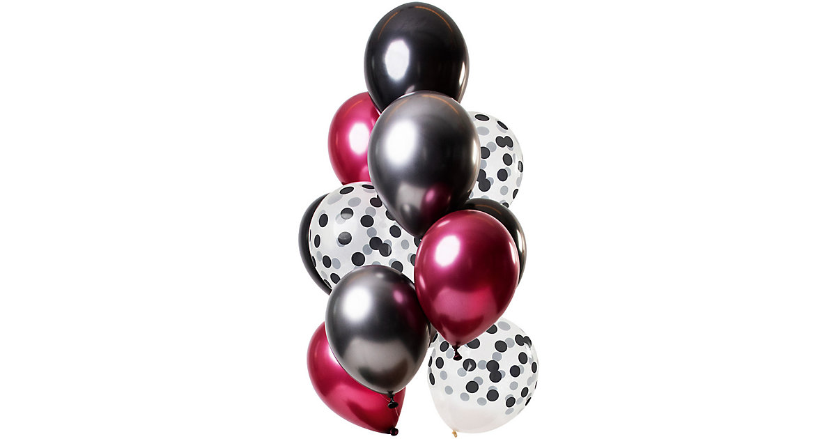 Luftballons Dark Richnesss 30 cm, 12 Stück schwarz/rot von Folat