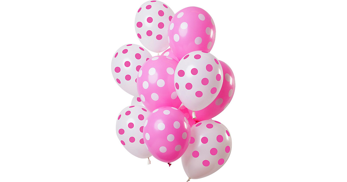 Luftballons Punkte pink/weiß 30 cm, 12 Stück Luftballons Punkte pink/weiß 30 cm, 12 Stück von Folat