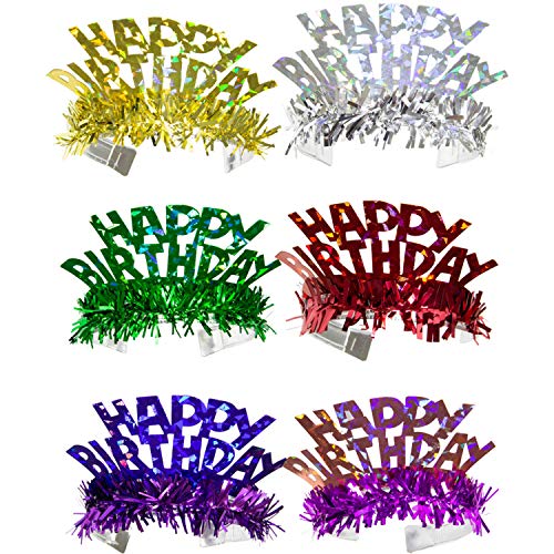 Neu 2019: Mehrfarbige Holografische 'Happy Birthday' Tiaren - 6 Stück von Neu 2019: