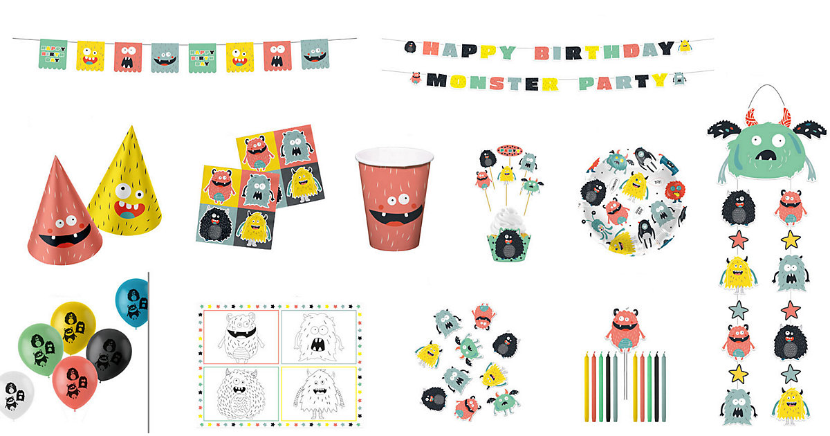 Partyset Monster, 109-tlg. gelb Partyset Monster, 109-tlg. gelb von Folat