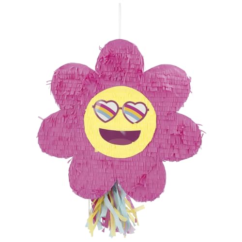 Folat 25037 Retro Hippie Piñata-Boho Girlz-31 x 45 x 10 cm-Groovy Partyzubehör Gänseblümchen Blume Regenbogen Party Dekorationen, Colourful von Folat
