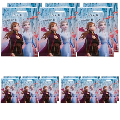 Procos 91130 - Party-Beutel Frozen 2, 6 Stück, Größe 23 x 16,5 cm, mit Tragelasche, Tüten, Give-Away, Gast-Geschenk, Geburtstag, Mottoparty (Packung mit 3) von Folat