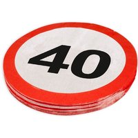 Servietten "Verkehrsschild" zum 40. Geburtstag, 20er Pack von Folat