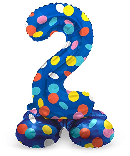 Folat 64782 Luftballon Geburtstag Stehender Ziffer Zahl 2 Colorful Dots Blau mit farbigen Punkten 41 cm - Decoration Geburtstagdeko, Ballon Zahl, Kein Helium erforderlich Folat 64782 Luftballon Geburtstag Stehender Ziffer Zahl 2 Colorful Dots Blau mit farbigen Punkten 41 cm - Decoration Geburtstagdeko, Ballon Zahl, Kein Helium erforderlich von Folat