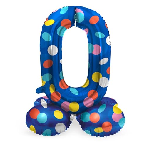 Folat 63970 Luftballon Geburtstag Stehender Ziffer 0 Colorful Dots Blau mit farbigen Punkten 72 cm-Decoration Geburtstagdeko, Ballon Zahl, Kein Helium erforderlich, Bunt Folat 63970 Luftballon Geburtstag Stehender Ziffer 0 Colorful Dots Blau mit farbigen Punkten 72 cm-Decoration Geburtstagdeko, Ballon Zahl, Kein Helium erforderlich, Bunt von Folat
