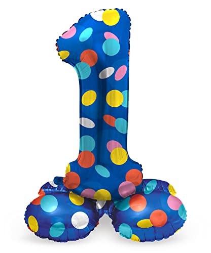 Folat 63971 Luftballon Geburtstag Stehender Ziffer 1 Colorful Dots Blau mit farbigen Punkten 72 cm-Decoration Geburtstagdeko, Ballon Zahl, Kein Helium erforderlich, Bunt Folat 63971 Luftballon Geburtstag Stehender Ziffer 1 Colorful Dots Blau mit farbigen Punkten 72 cm-Decoration Geburtstagdeko, Ballon Zahl, Kein Helium erforderlich, Bunt von Folat