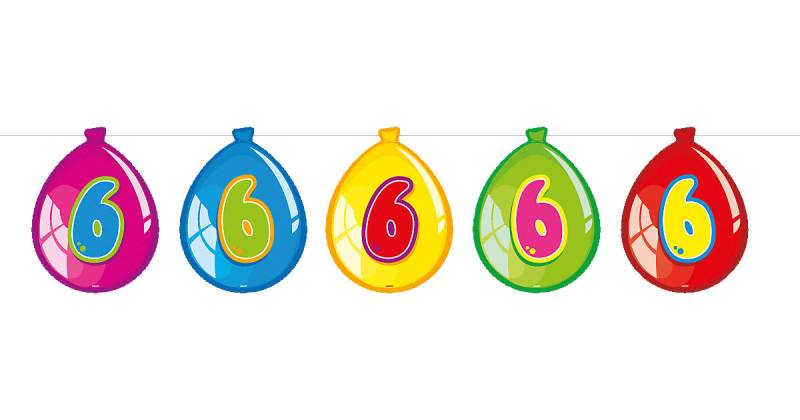 Wimpelkette Zahlenlufuballon 6, 10 m bunt Modell 6 von Folat