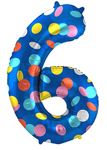 Folat 64186 Luftballon Geburtstag Ziffer 6 Colorful Dots Blau mit farbigen Punkten 86 cm-Helium Decoration Geburtstagdeko, Ballon Zahl, Colourful, cm Folat 64186 Luftballon Geburtstag Ziffer 6 Colorful Dots Blau mit farbigen Punkten 86 cm-Helium Decoration Geburtstagdeko, Ballon Zahl, Colourful, cm von Folat