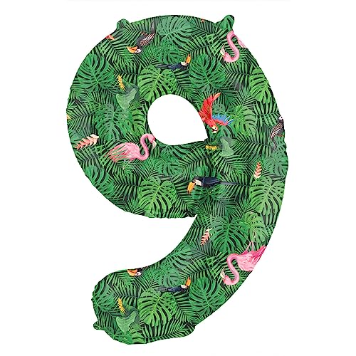 Folat 64159 Luftballon Geburtstag Ziffer Zahl 9 Jungle Vibe Grün 86 cm - Helium Ballon Decoration Geburtstagdeko, Ballon Zahl von Folat