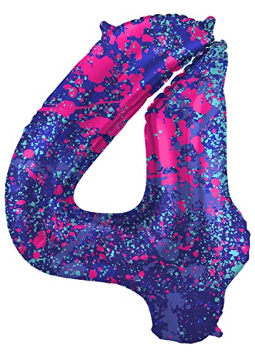 Folat 63904 Luftballon Geburtstag Ziffer Zahl 4 Paint Splash Lila Weltraum 86 cm - Helium Ballon Decoration Geburtstagdeko, Ballon Zahl Folat 63904 Luftballon Geburtstag Ziffer Zahl 4 Paint Splash Lila Weltraum 86 cm - Helium Ballon Decoration Geburtstagdeko, Ballon Zahl von Folat