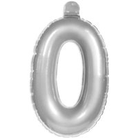 Zahl 0, aufblasbarer Infletter mit Ventil, silbern, 35 cm Zahl 0, aufblasbarer Infletter mit Ventil, silbern, 35 cm von Folat