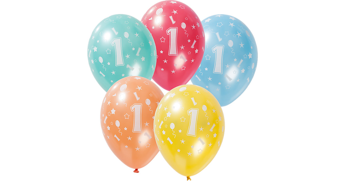 Luftballons Zahl 1, 5 Stück, 30 cm mehrfarbig Modell 1 Luftballons Zahl 1, 5 Stück, 30 cm mehrfarbig Modell 1 von Folat