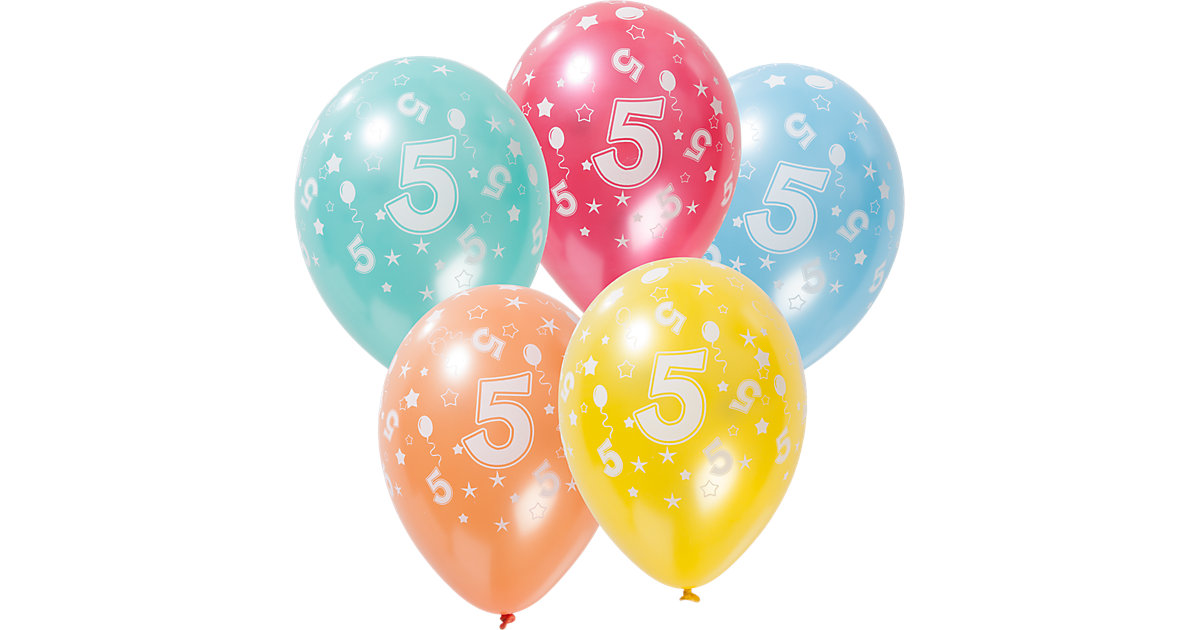 Luftballons Zahl 5, 5 Stück, 30 cm mehrfarbig Modell 4 Luftballons Zahl 5, 5 Stück, 30 cm mehrfarbig Modell 4 von Folat