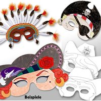 Faschingsmasken zum Bemalen, 6 Kindermasken aus Pappe, 21cm Faschingsmasken zum Bemalen, 6 Kindermasken aus Pappe, 21cm von Folia Bringmann