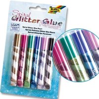 Glitter-Glue Spiralen Perlmutt, 6er Pack, mit eingedrehten Farben, Bastel-Idee, Glitzerstifte für Kinder Glitter-Glue Spiralen Perlmutt, 6er Pack, mit eingedrehten Farben, Bastel-Idee, Glitzerstifte für Kinder von Folia Bringmann