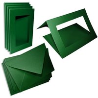 Passepartoutkarten tannengrün, 5er Pack mit Umschlägen zum Basteln von Folia Bringmann