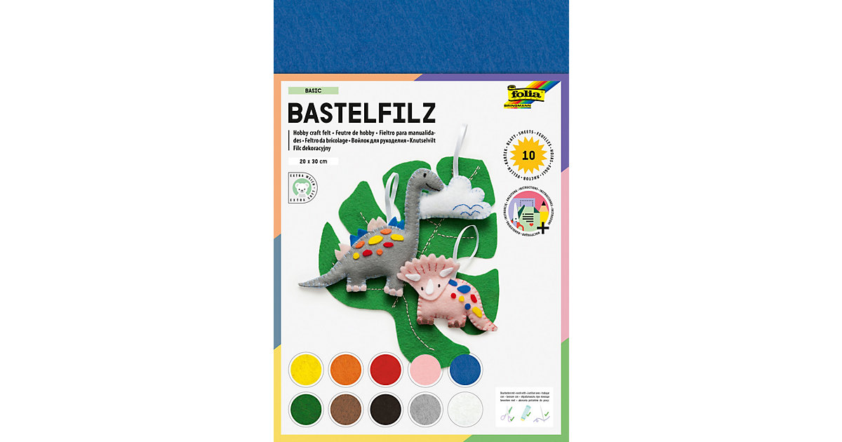 Bastelfilz, 10 Blatt farbig sortiert Bastelfilz, 10 Blatt farbig sortiert von folia